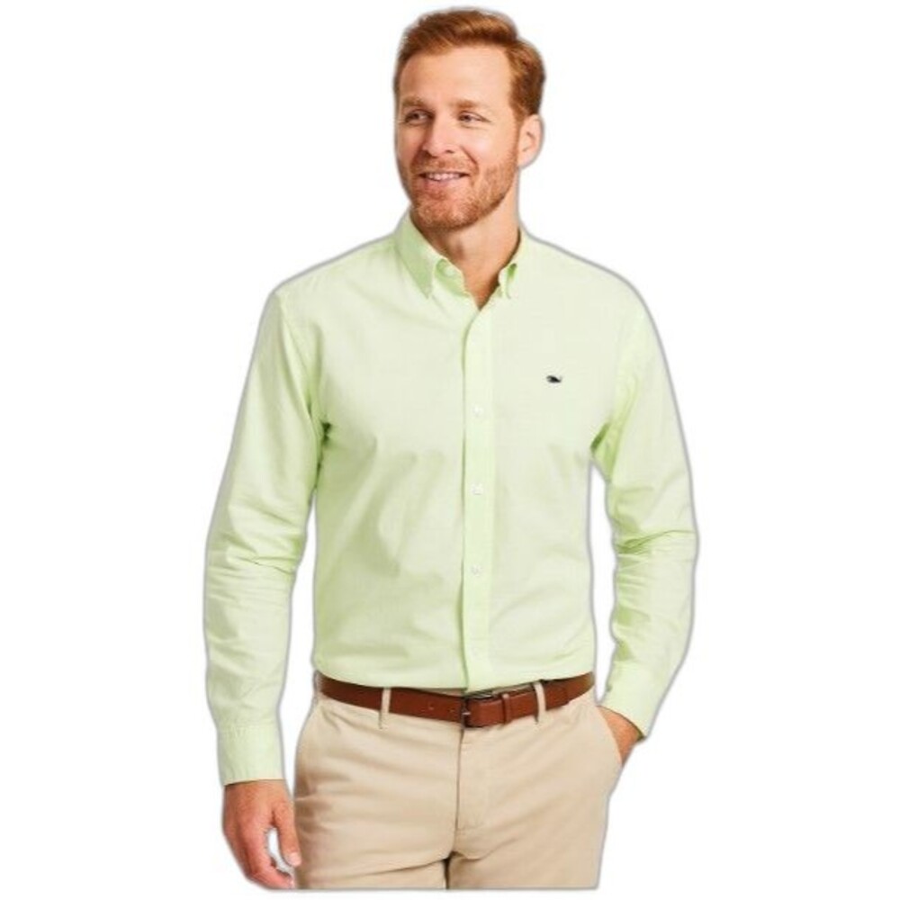 Vineyard Vines Shirt Whale Button Front Whale Long Sleeve Pale Green Mens L